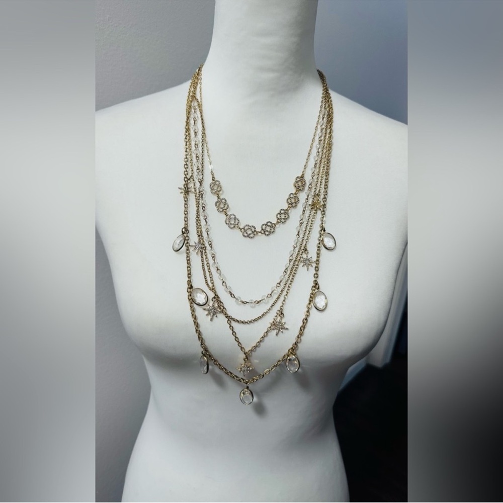 Saks Fifth Avenue Multi-Layer Chain And Crystal Necklace